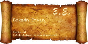 Boksán Ervin névjegykártya